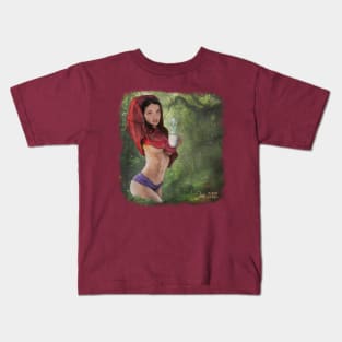 Girl in the jungle with coffe Kids T-Shirt